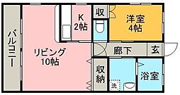 ラッフルズ坂元 1LDKの間取図画像