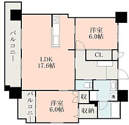 鹿児島市鴨池2丁目マンション 2LDKの間取図画像