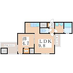 鹿児島市電1系統 鴨池駅 徒歩3分の賃貸マンション 9階1LDKの間取り