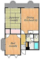 リバティヒル2 2DKの間取図画像