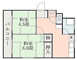 柳元マンション 2Kの間取図画像