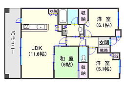 ジェネラス中央町 3LDKの間取図画像