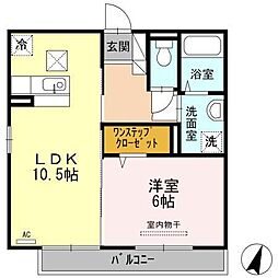ボヌール東谷山 1LDKの間取図画像