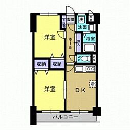 グリーンコート力 2DKの間取図画像