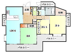 A・ホークス 3LDKの間取図画像