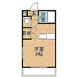 プリモール紫原 ワンルームの間取図画像