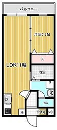 TY郡元 1LDKの間取図画像