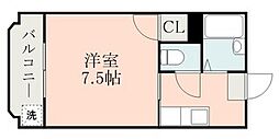 レインボー上荒田 1Kの間取図画像