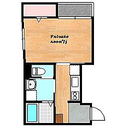 シャトーアベニール 1Kの間取図画像