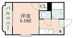レインボー薬師 1Kの間取図画像