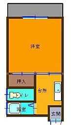永田マンション 1Kの間取図画像