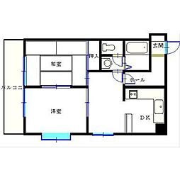 エクステンド清水町 2DKの間取図画像