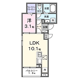 グレイスフル9 1LDKの間取図画像