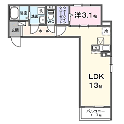 グレイスフル9 1LDKの間取図画像