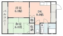 萩原ハイツ2 2DKの間取図画像