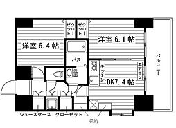 パークサイド加治屋町 2DKの間取図画像