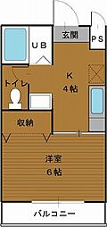 R・Bハイツ ワンルームの間取図画像