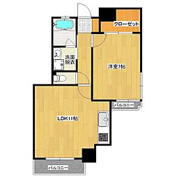 プライムコート城西 1LDKの間取図画像