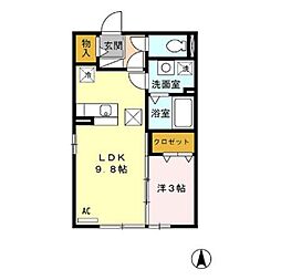 ナチュール清和 1LDKの間取図画像