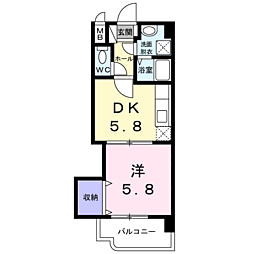ラフィネT.M.1 1DKの間取図画像