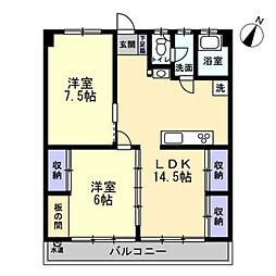 日当平グリーンハイツ 2LDKの間取図画像