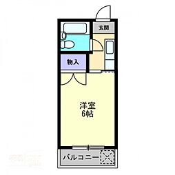 スカイコーポ上拾石 ワンルームの間取図画像