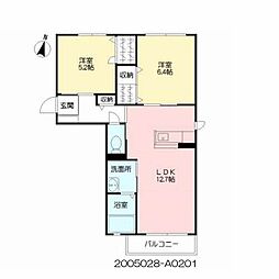 レジデンスクレイン 2LDKの間取図画像