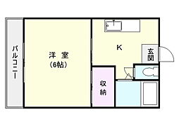 リード上本町 1Kの間取図画像