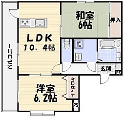 第5脇野コーポ 2LDKの間取図画像