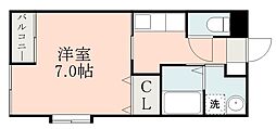 リバーサイドMK2 1Kの間取図画像