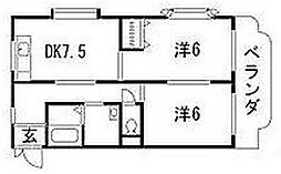 アメニティパレスTABATA 2DKの間取図画像