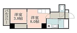 さくらヒルズ大黒町 1LDKの間取図画像
