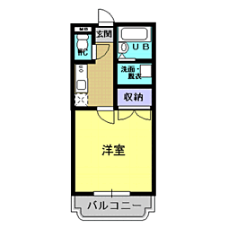 KB21 1Kの間取図画像