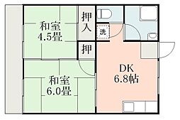 楠ケ台荘 2DKの間取図画像
