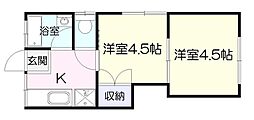 後迫アパート 2Kの間取図画像
