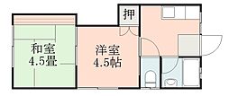 後迫アパート 2Kの間取図画像