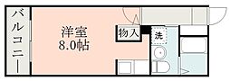 オアシス永吉 ワンルームの間取図画像
