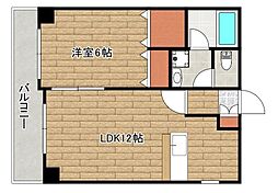 ワイズ松原 1LDKの間取図画像