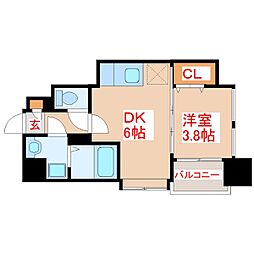 さくらヒルズ千日町 1DKの間取図画像