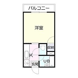 サンシャインコーポ中郡 1Kの間取図画像