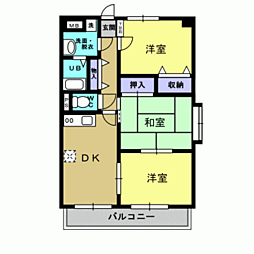 こうかマンション 3DKの間取図画像