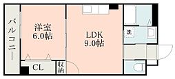 アンスーリール 1LDKの間取図画像