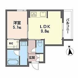 鹿児島市武1丁目マンション 1LDKの間取図画像