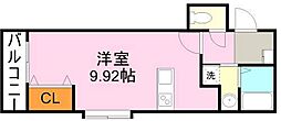 サンライズ東谷山 ワンルームの間取図画像