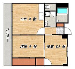 プロムナード西田 2DKの間取図画像