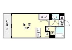 リーベンパレス荒田 ワンルームの間取図画像