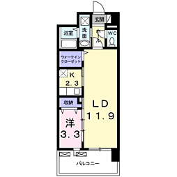ウェーブ2 1LDKの間取図画像