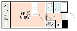 リブェール田上 ワンルームの間取図画像