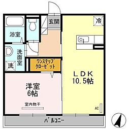 ボヌール東谷山 1LDKの間取図画像