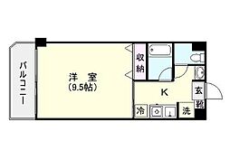 リードin荒田 1Kの間取図画像